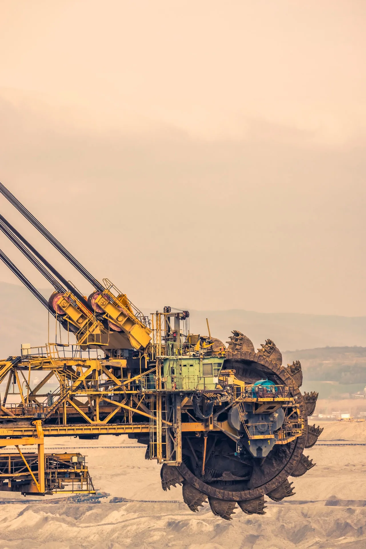 Bucket wheel reclaimer at a coal handling and preparation plant