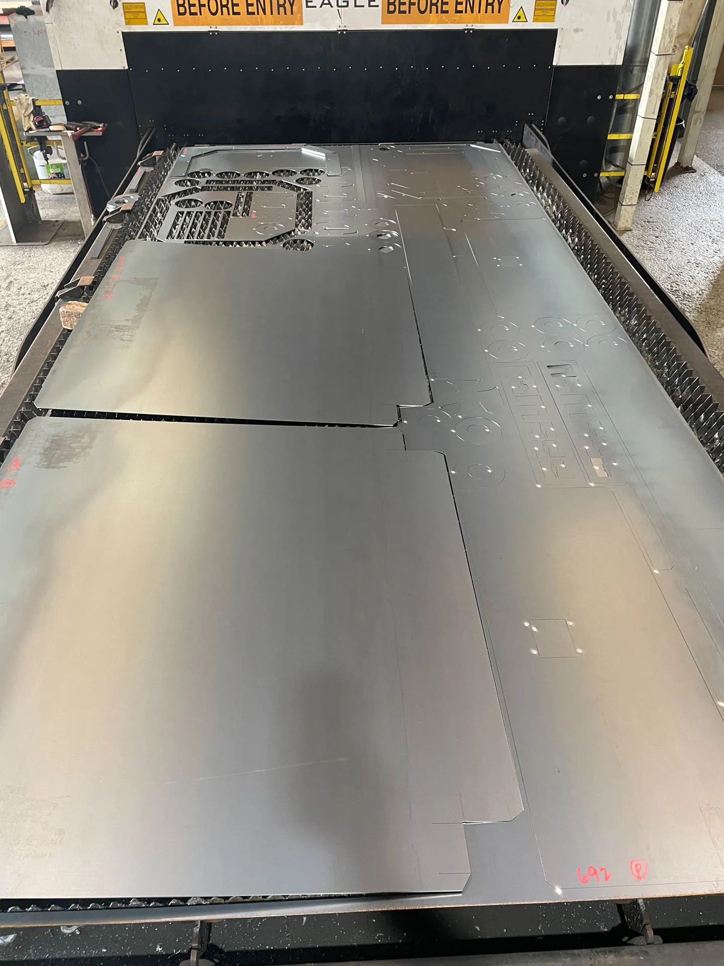 Machined OEM component on a workshop bench