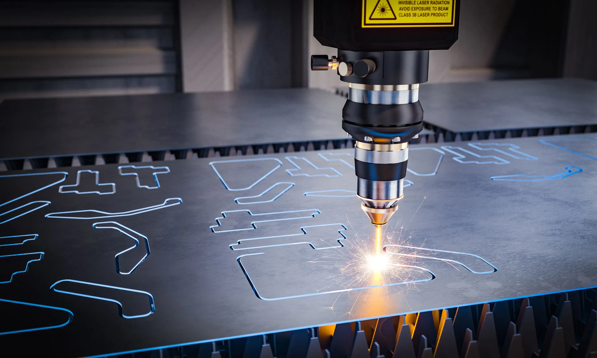 Nested repeat production parts on the laser bed