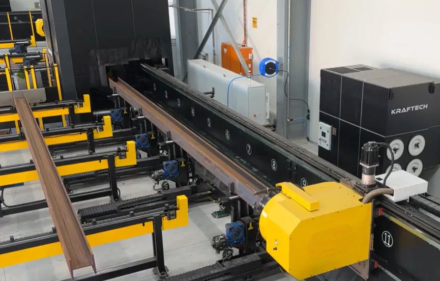 Structural sections ready for tube laser cutting