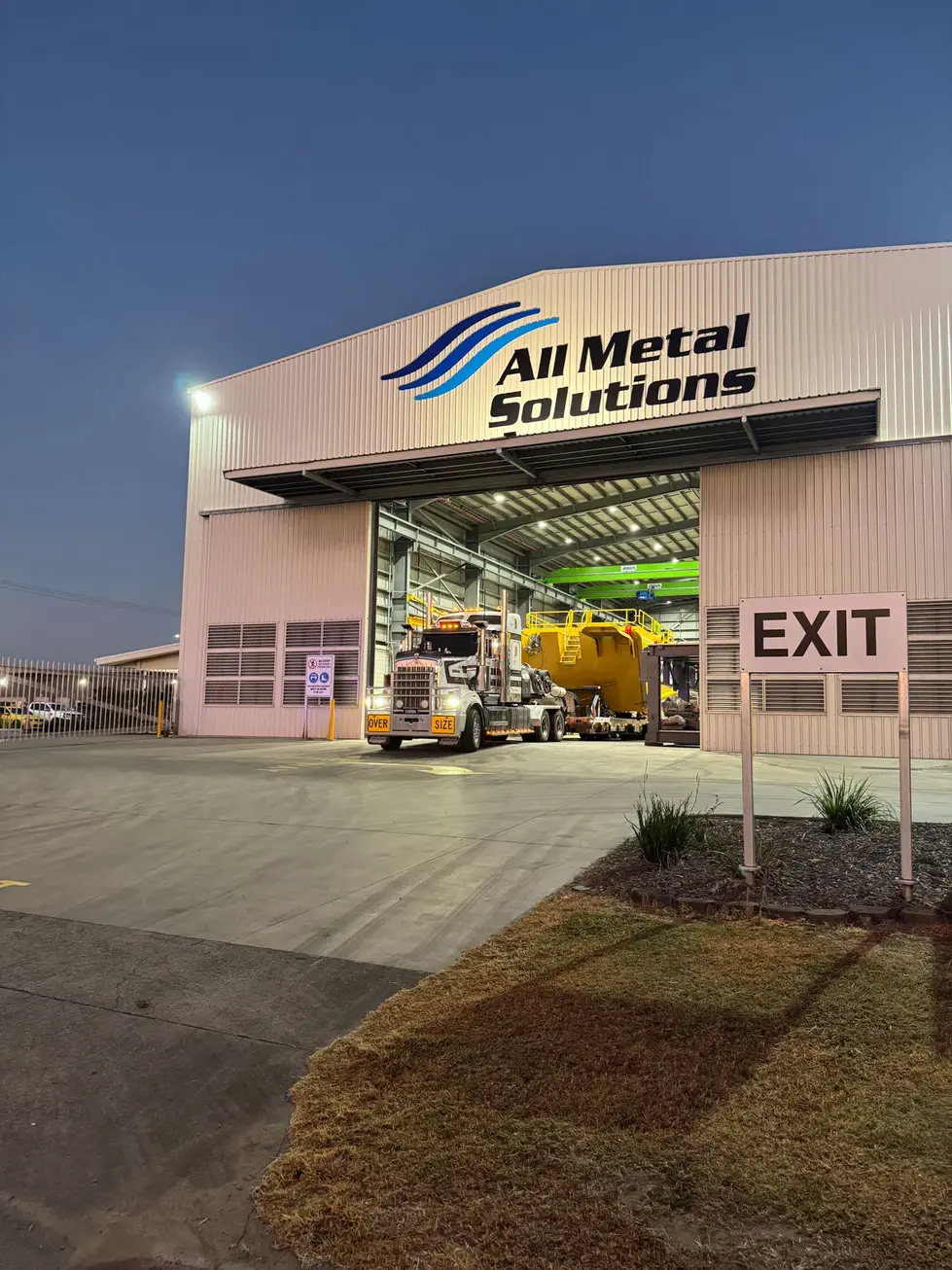 All Metal Solutions facility at dusk