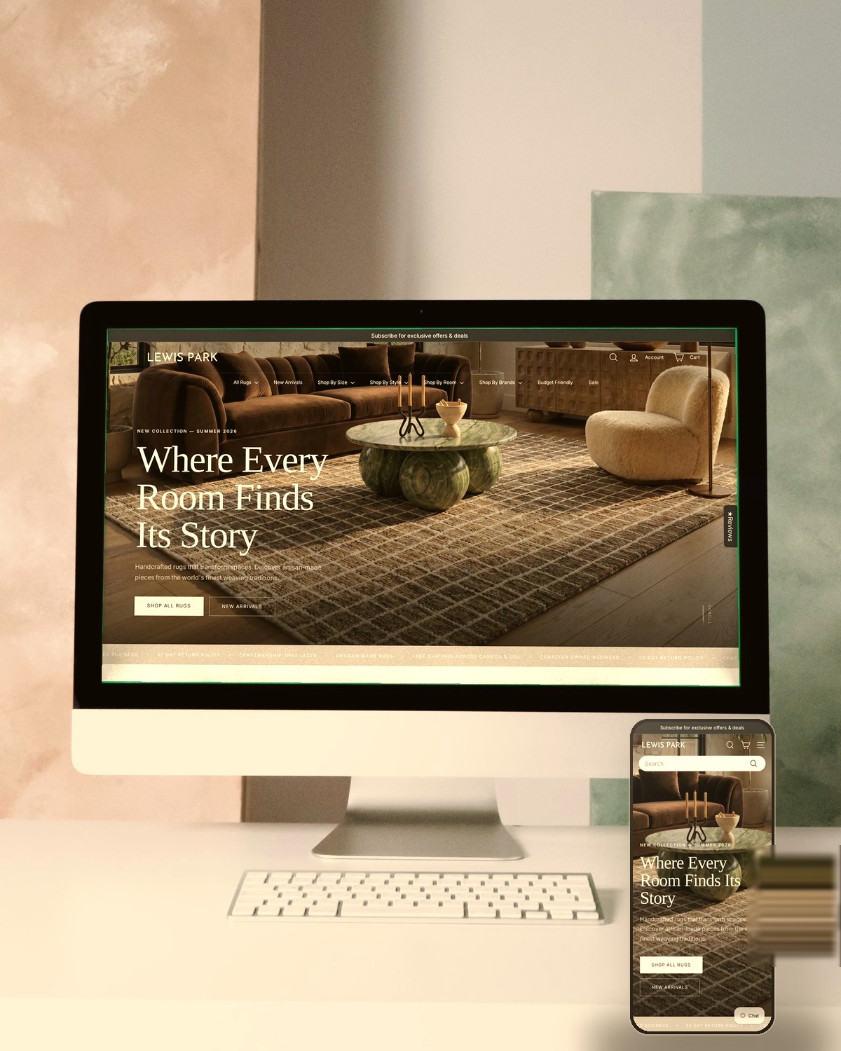 Lewis Park Shopify store built by BL3SSED, an Edmonton web design and SEO studio, shown on desktop and mobile