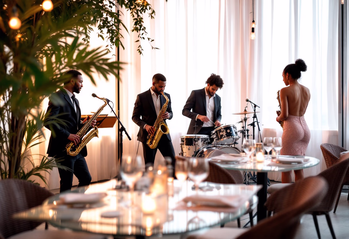 image of a jazz night in a seafood dining area