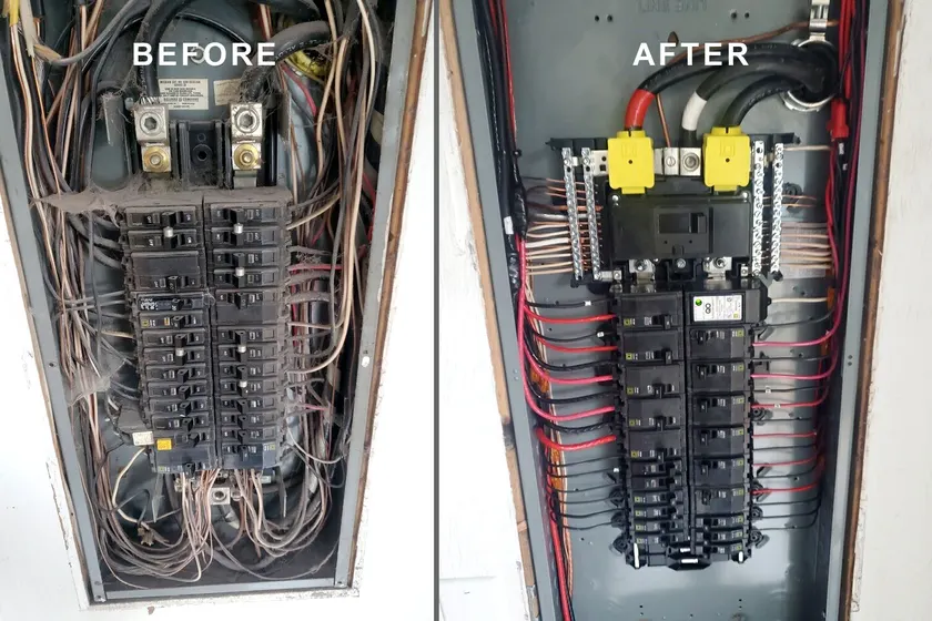 Electrical panel upgrade, before and after