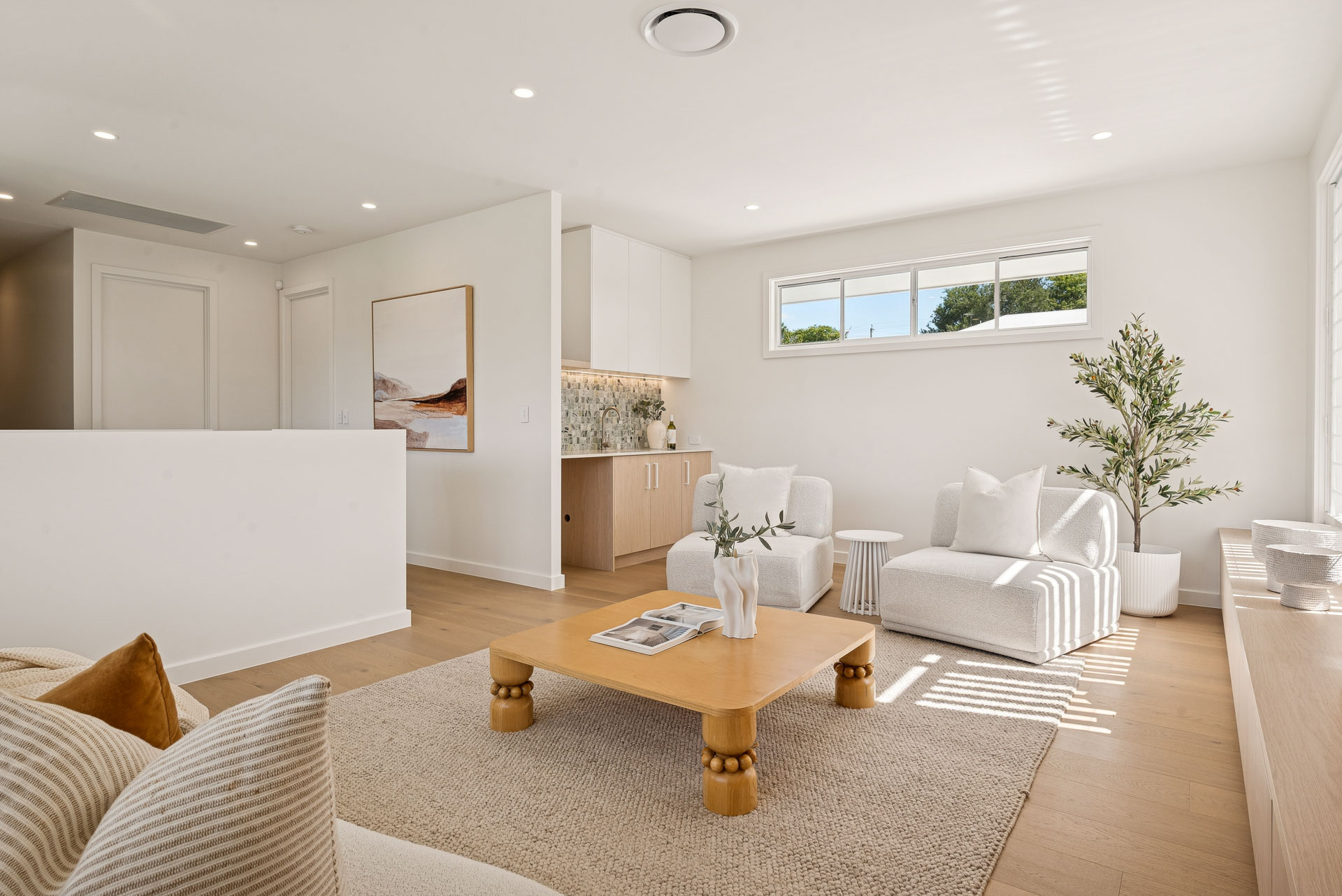 Media room with built-in joinery