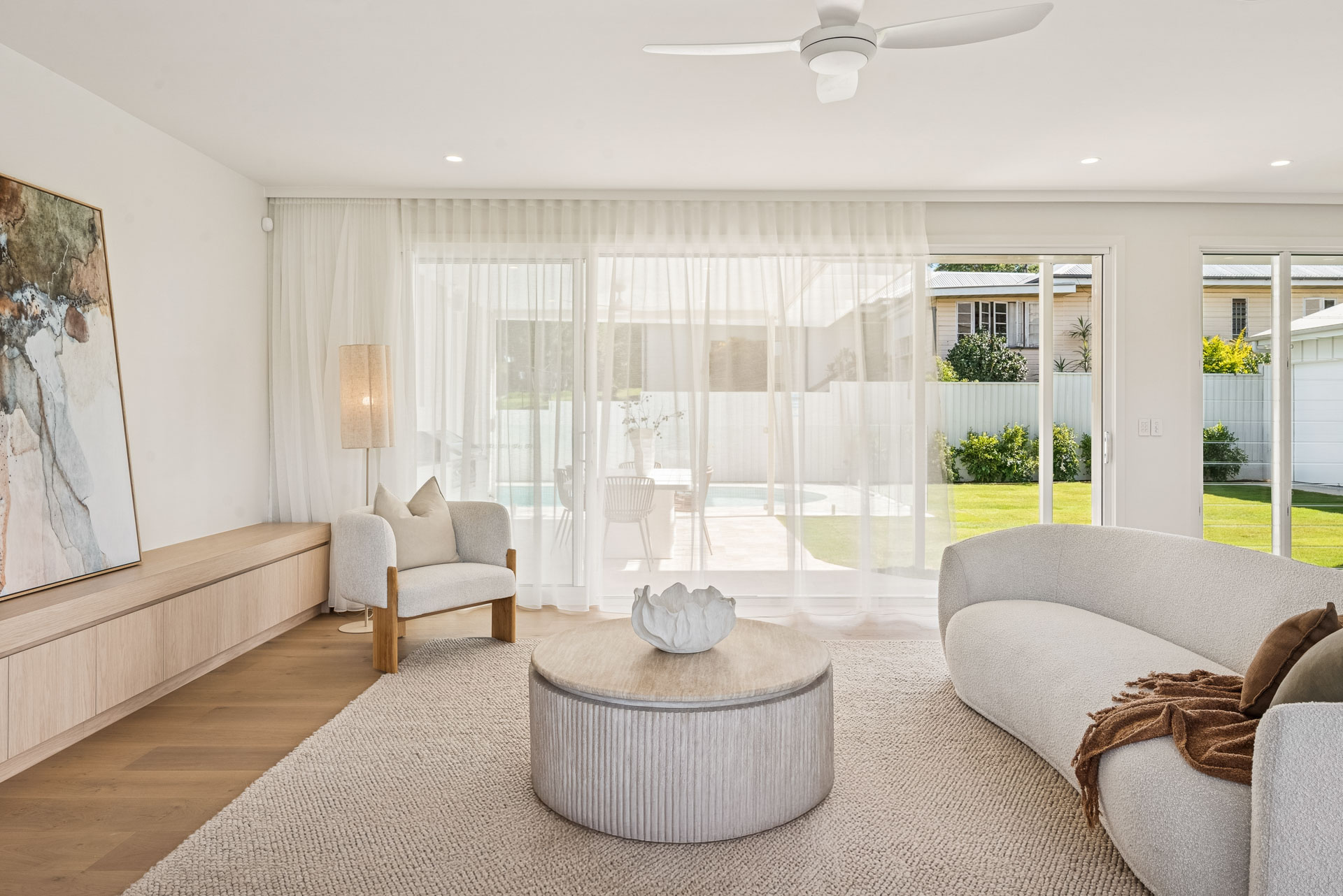 Living area opening to the pool terrace