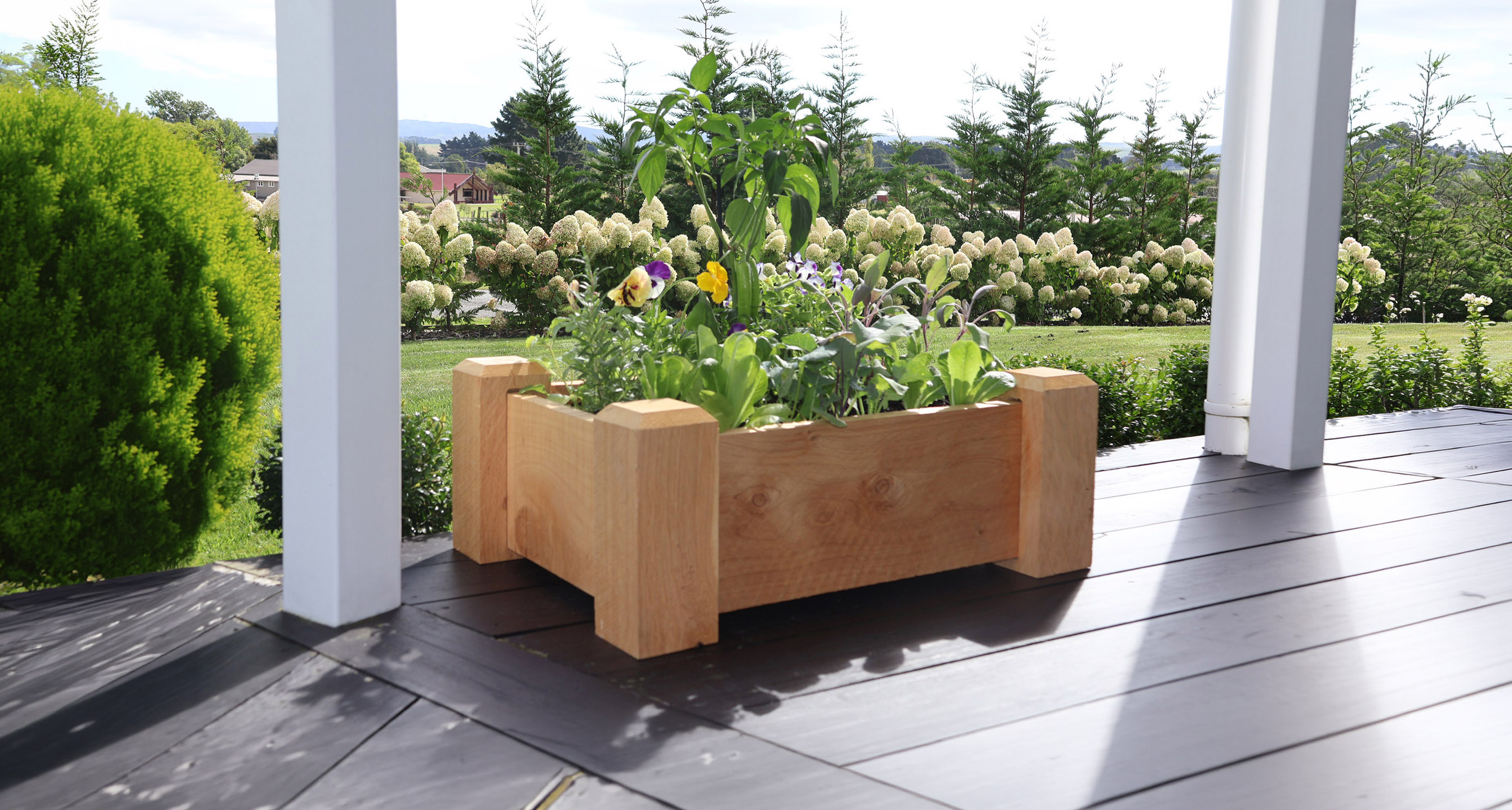 Mini Macbox planter on a deck