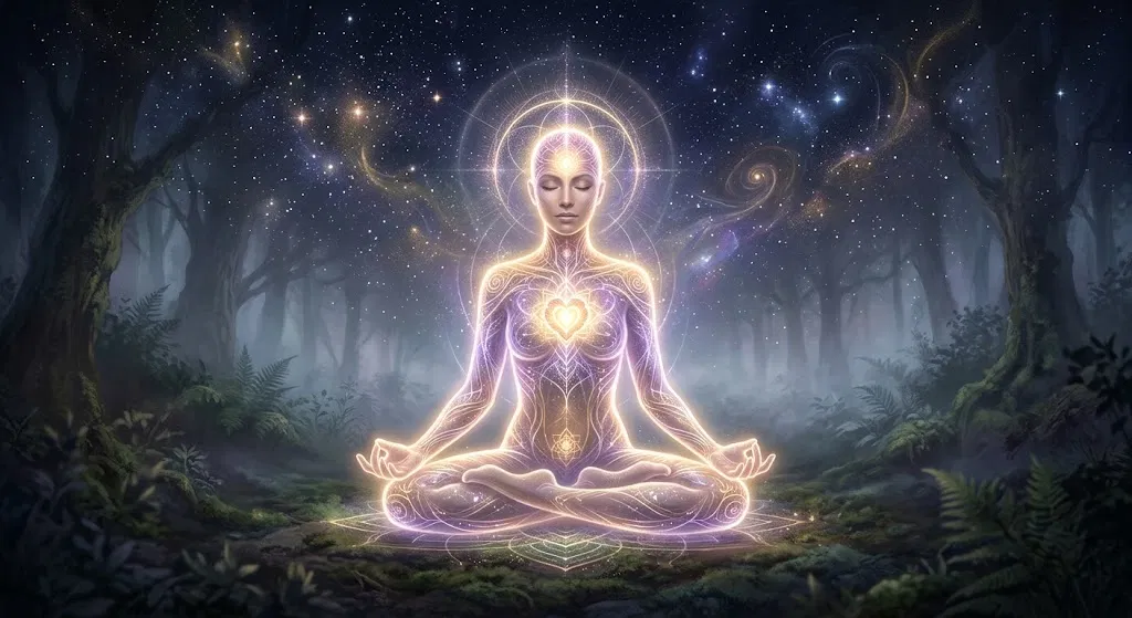 Woman meditating peacefully outdoors with closed eyes