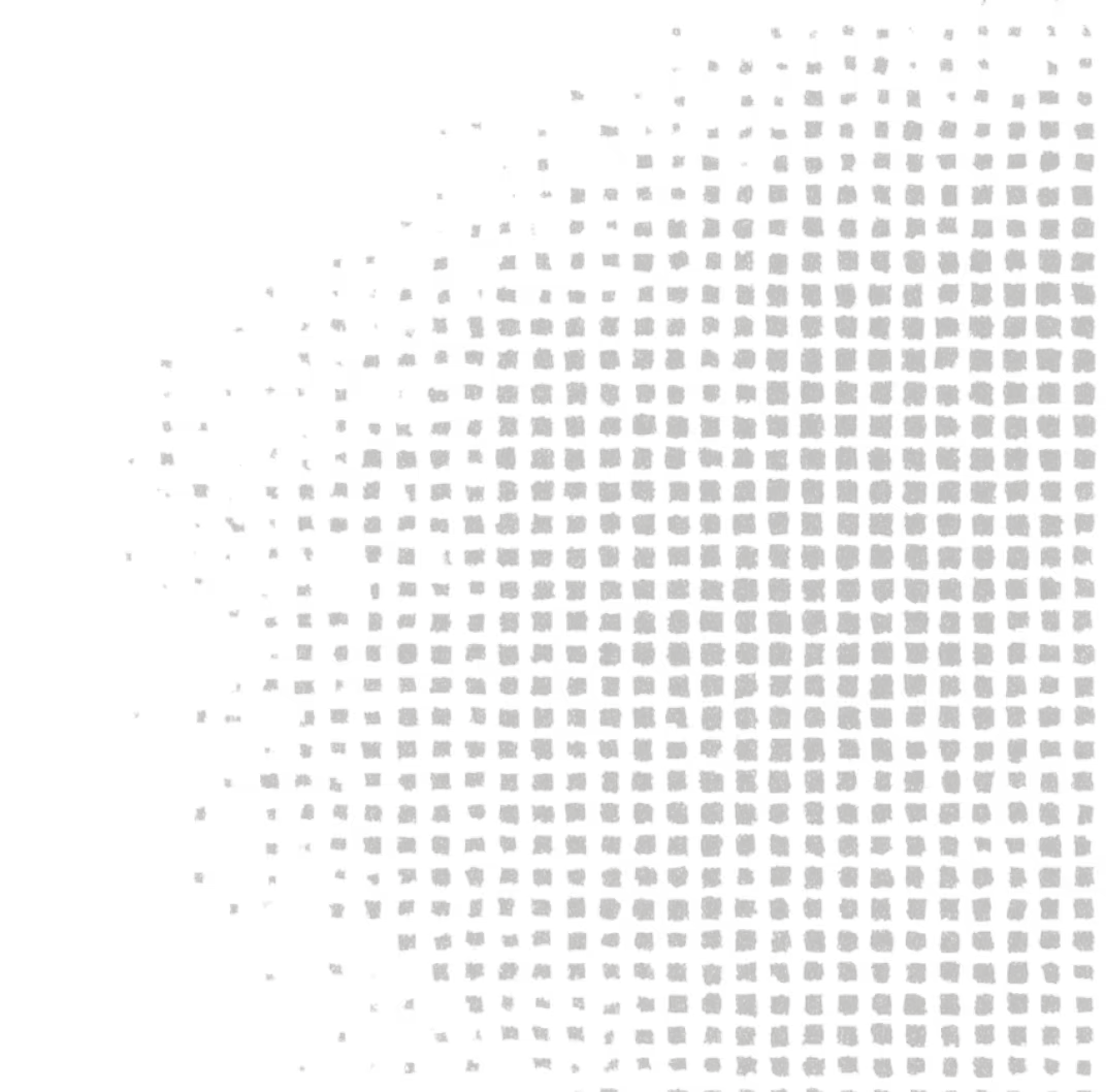 Abstract pattern of small repeating four-petaled floral shapes arranged in a circular, radial grid pattern on a black background, with shapes denser in the center and thinning outward.