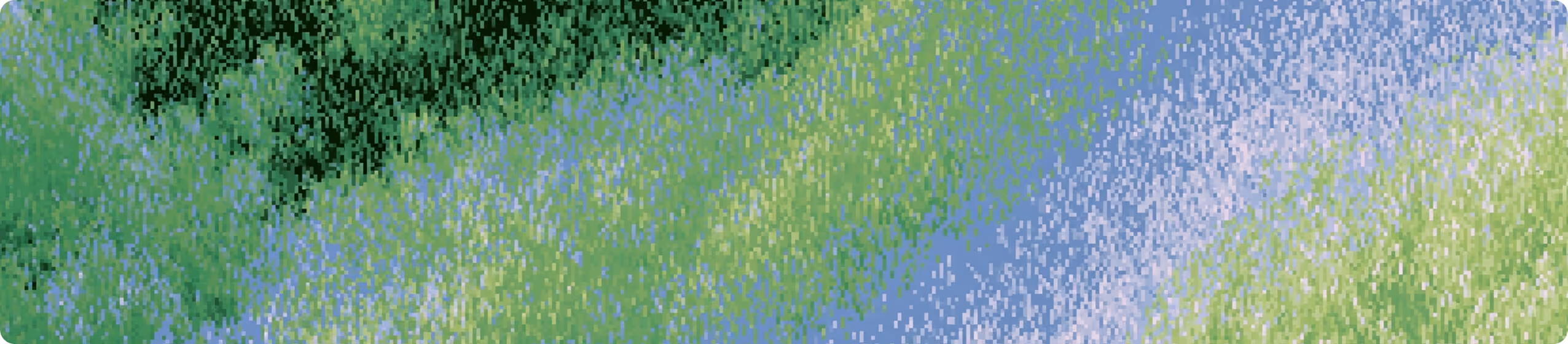 Abstract pixelated image with shades of green and blue blending together in vertical wave-like patterns.