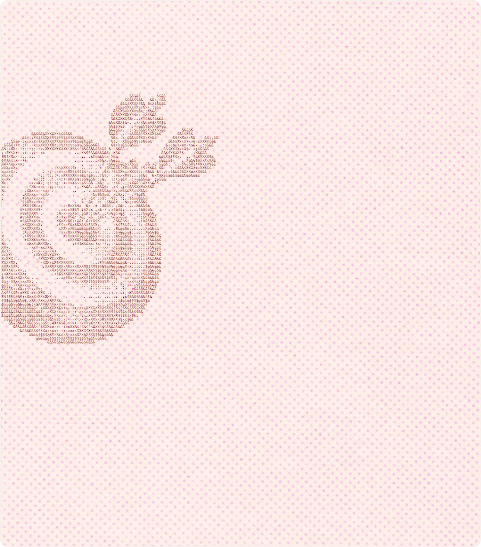 Illustration of a dartboard with an arrow hitting the bullseye, created using small typographic characters, on a pale pink background with a subtle dotted pattern.