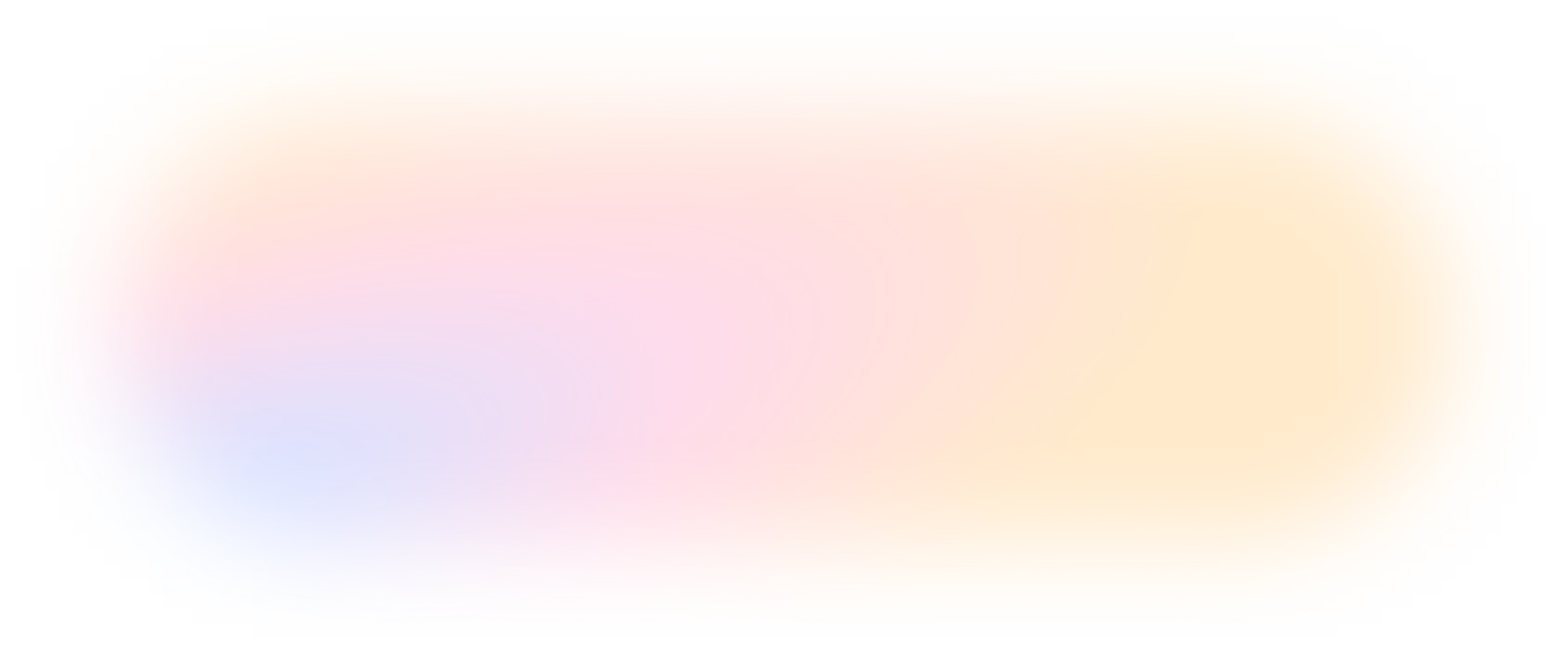 Oval-shaped gradient background blending vibrant orange, pink, purple, and blue colors.