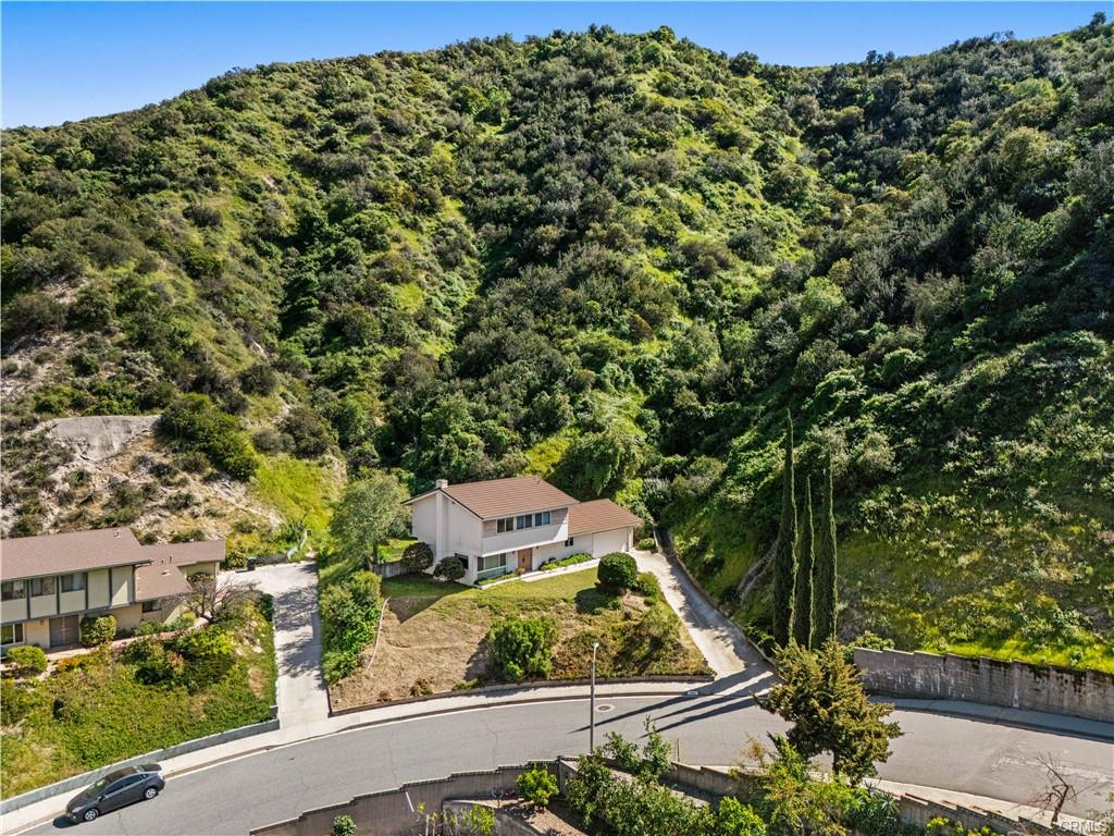 A California home set into a green canyon hillside