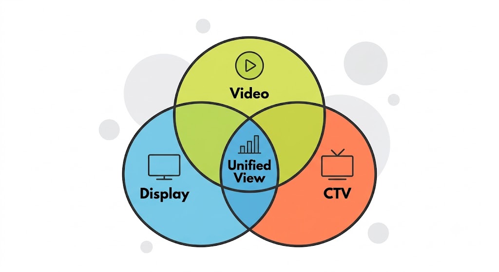 Overlapping circles converging into one unified report