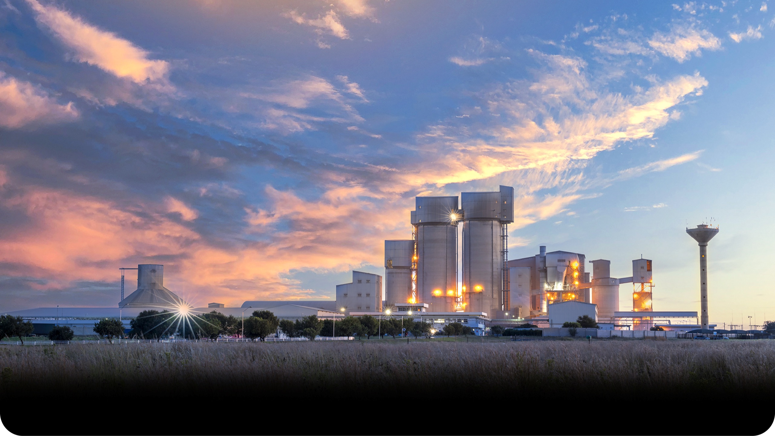 Sephaku cement plant at sunset