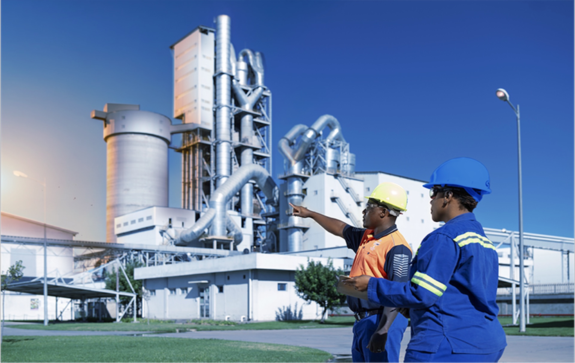 Sephaku team members reviewing work at the plant
