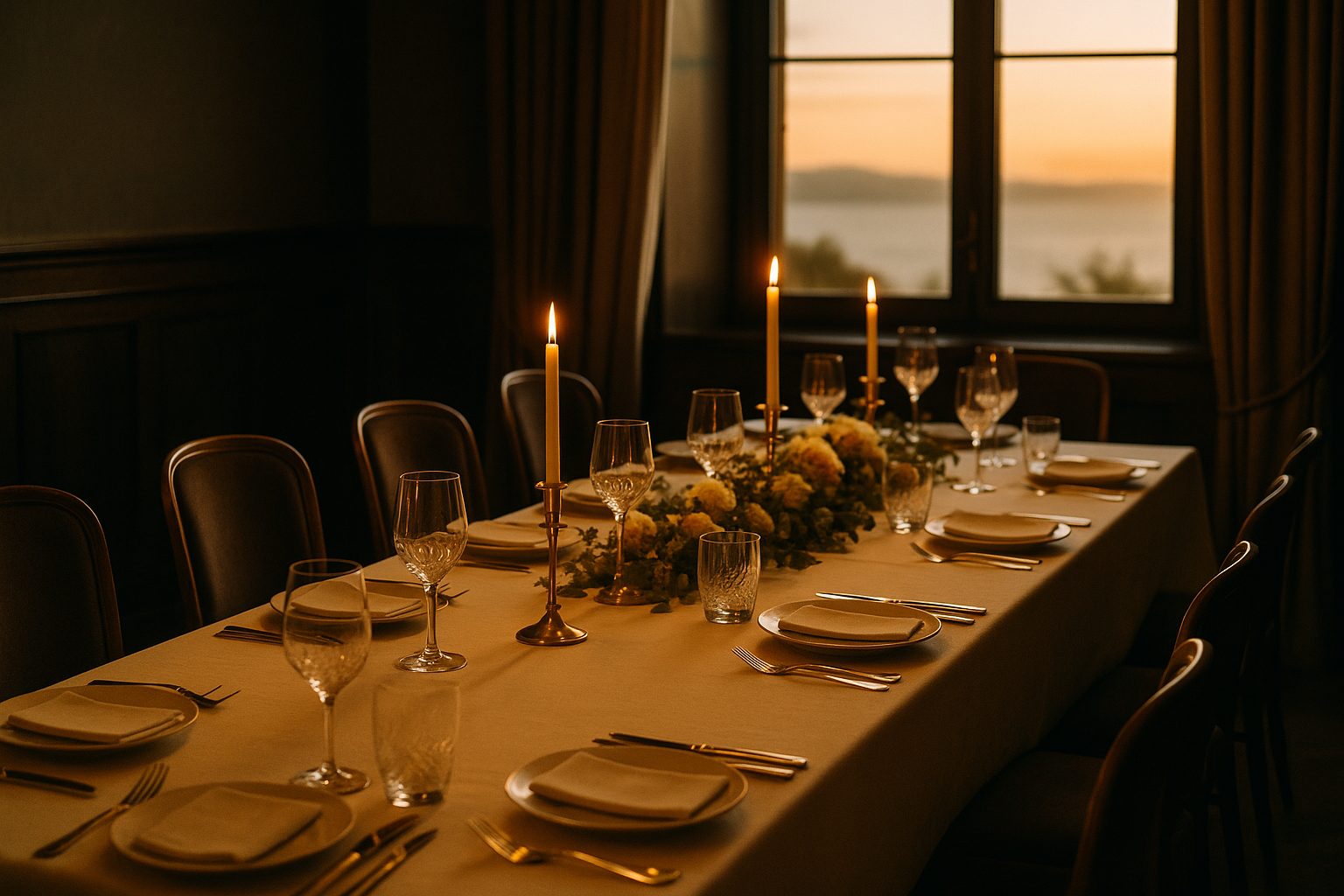 An investor dinner table setting