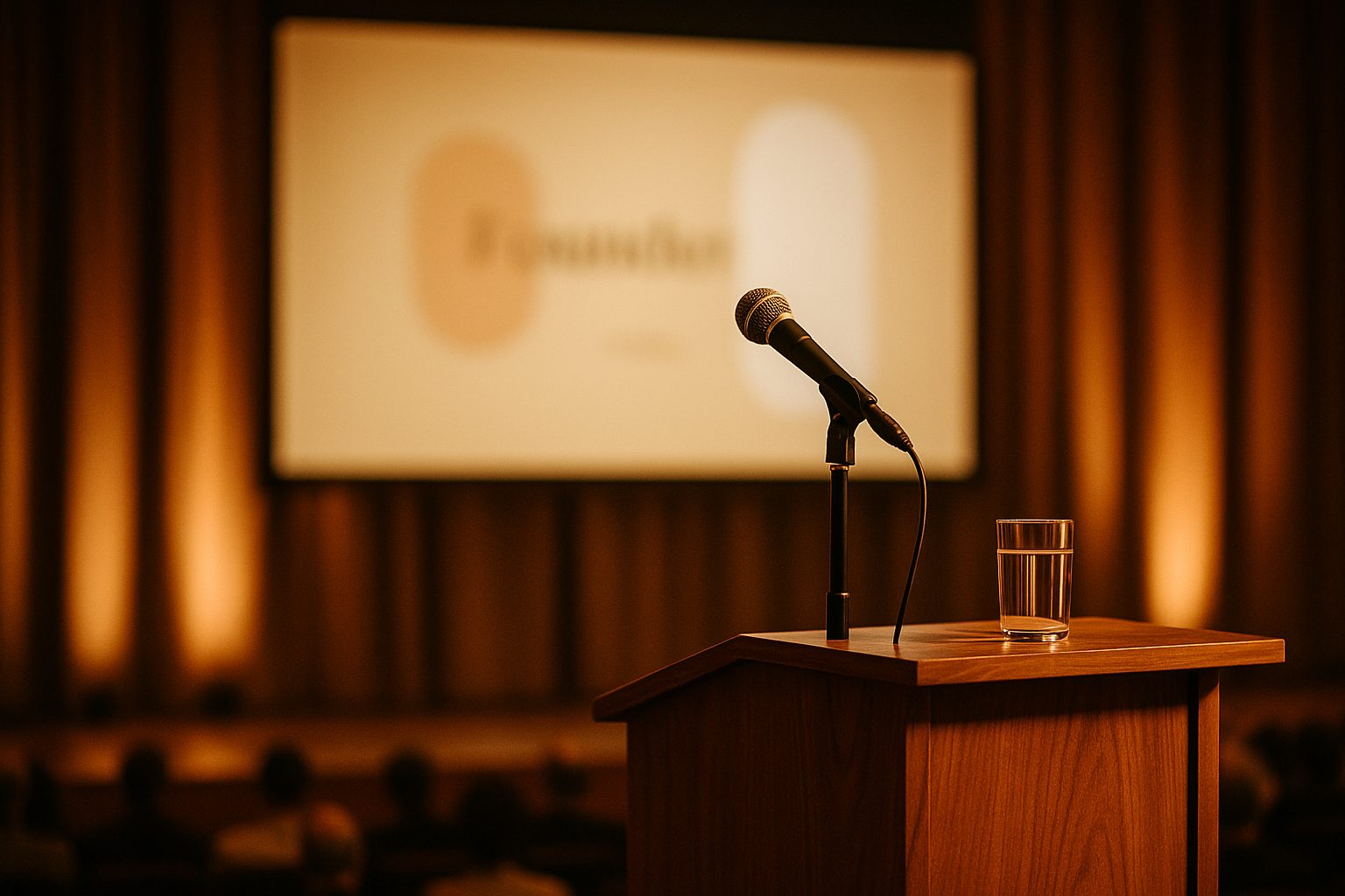 Josh Bois speaking on stage with a microphone