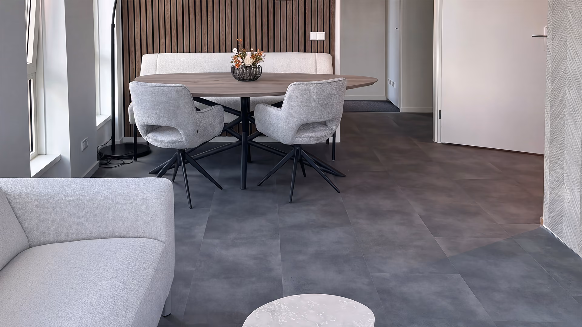 Stone PVC-tegelvloer met betonlook