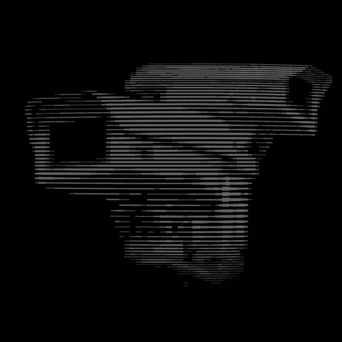 Dithered illustration of an open laptop and keyboard