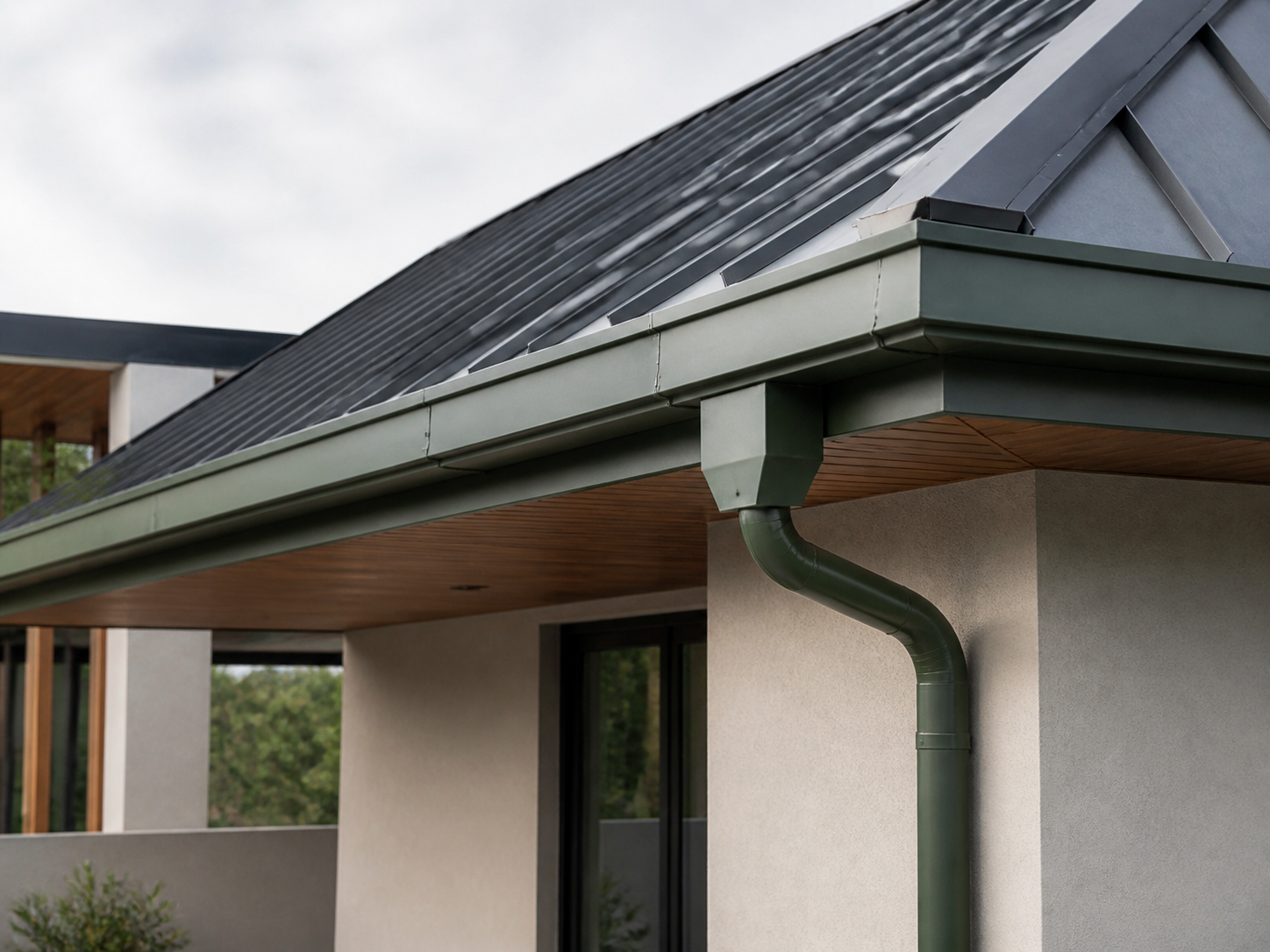 Premium roof gutter and rainwater drainage system detail