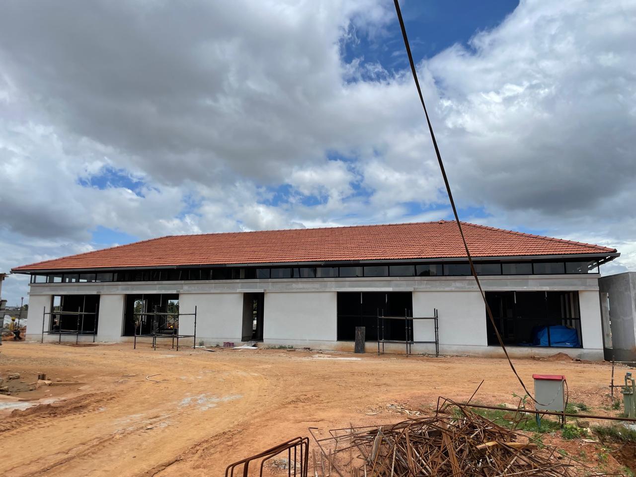 Traditional Mangalore clay tile roofing at Brigade Ivory clubhouse