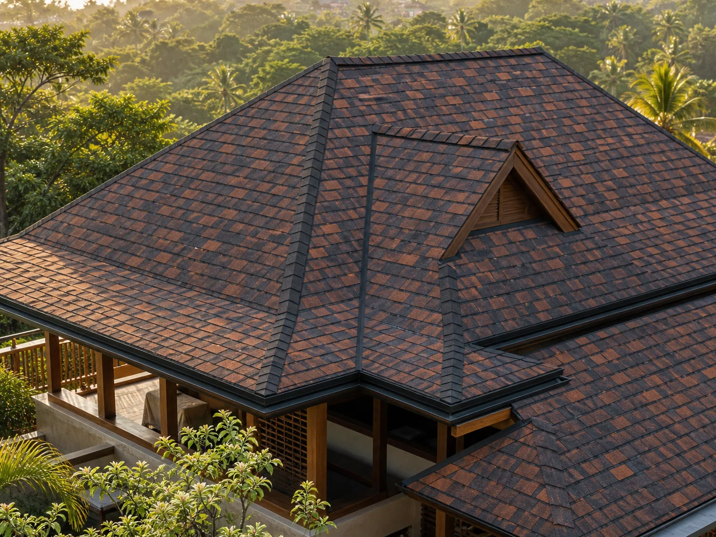 Luxury architectural shingle roof on a contemporary residence
