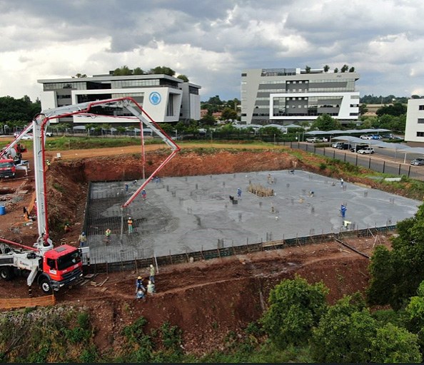 Concrete pump pouring a raft foundation for an office park in Gauteng