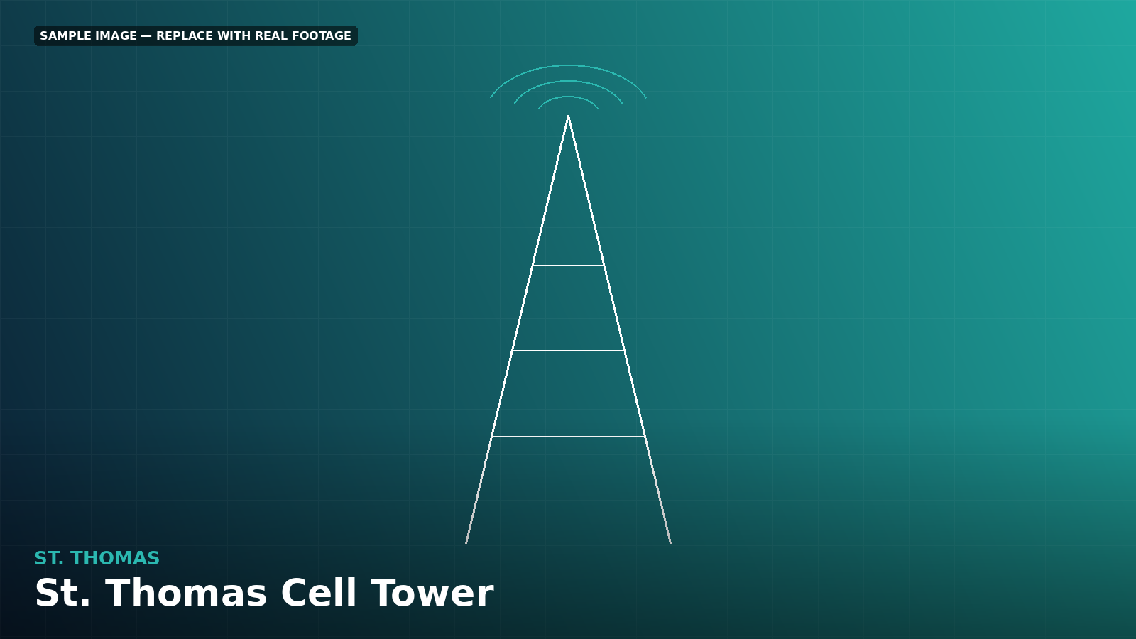 Aerial inspection photo of a telecom cell tower structure in St. Thomas, U.S. Virgin Islands
