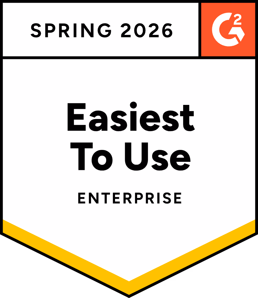 G2 Spring 2026 badge for enterprise category labeled 'Easiest To Use'