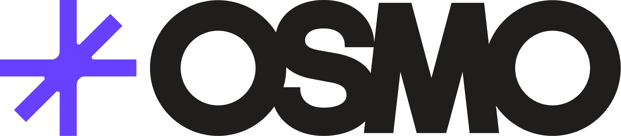 Osmo brand logo with a purple asterisk symbol followed by bold black letters OSMO.
