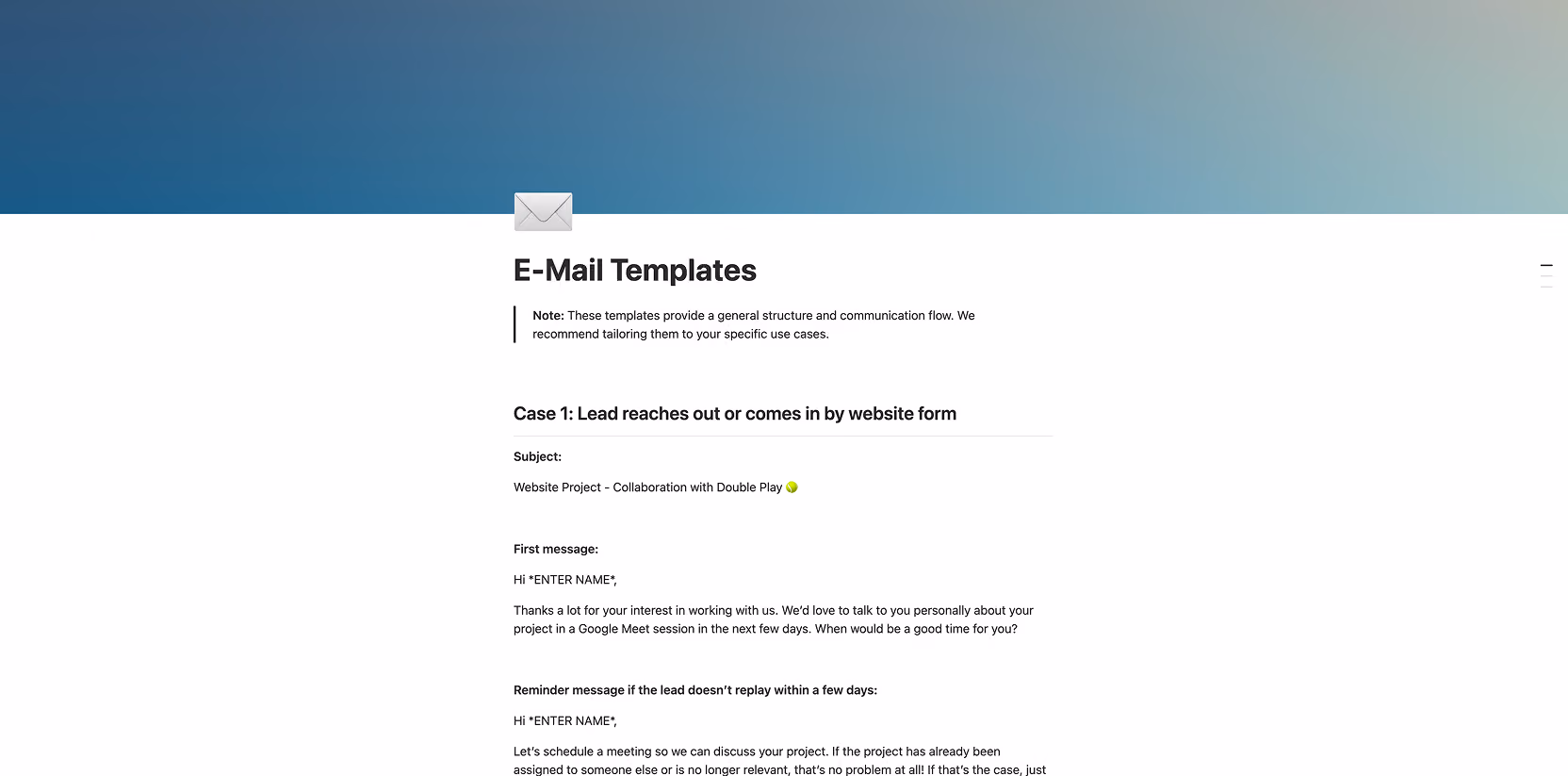 Screenshot of email templates with subject and message samples for lead outreach and follow-up.