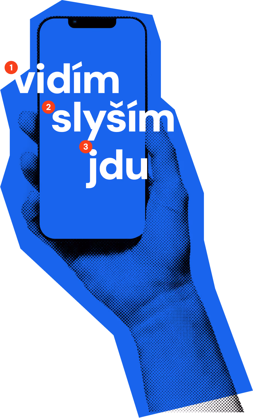 Ruka se zdviženou dlaní, symbol zastav se před vstupem do vozovky