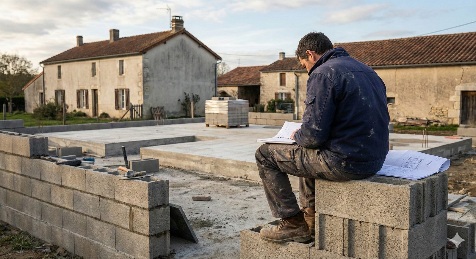 Dirigeant du bâtiment cherchant du recul pour décider