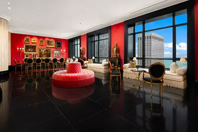 Luxury living space with panoramic Chicago views