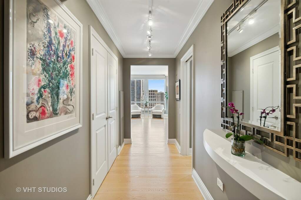 Luxury living space with panoramic Chicago views