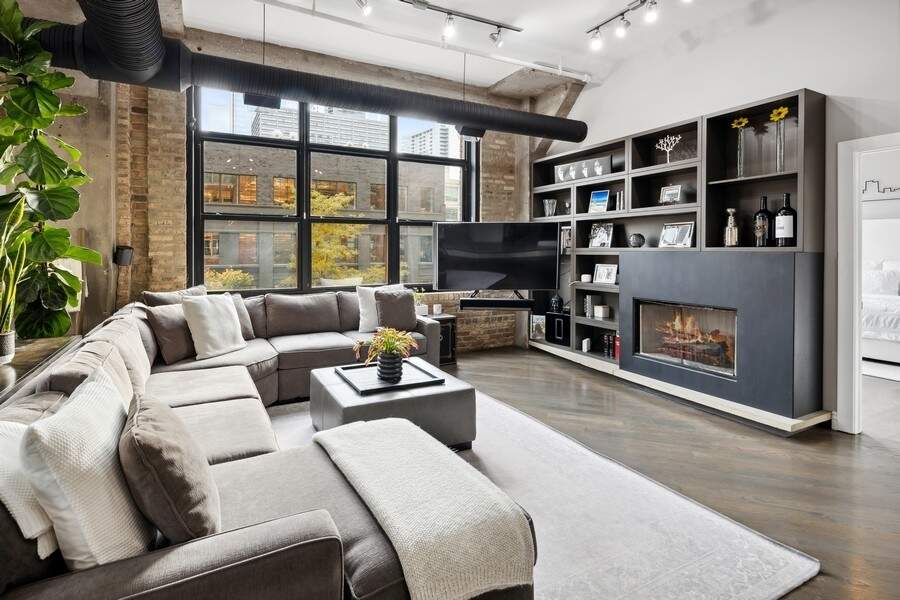 Luxury living space with panoramic Chicago views