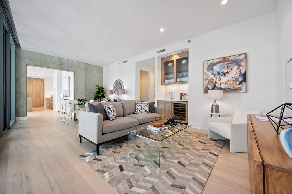 Luxury living space with panoramic Chicago views