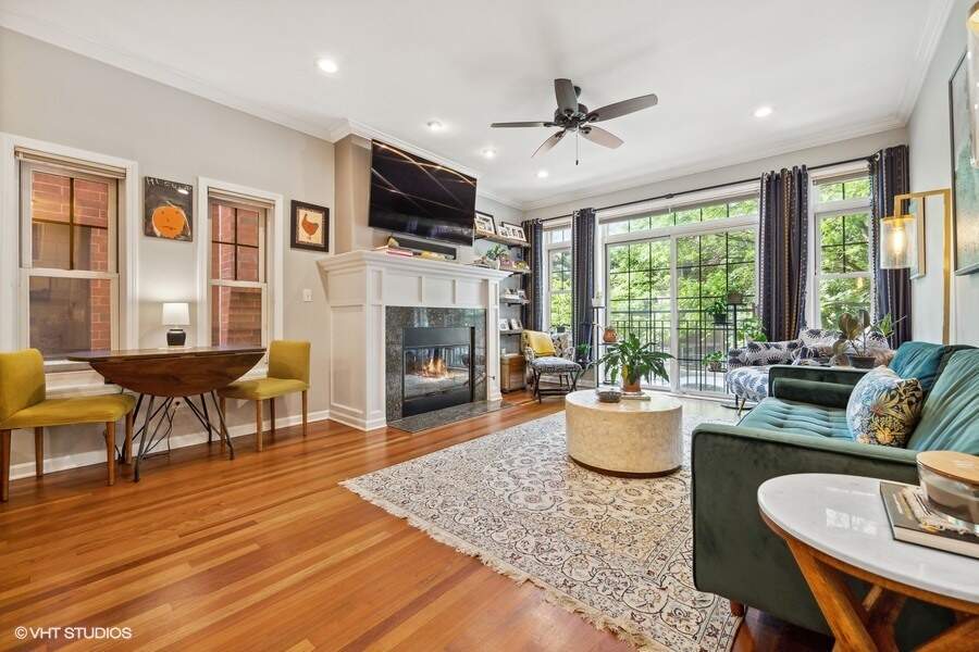 Luxury living space with panoramic Chicago views