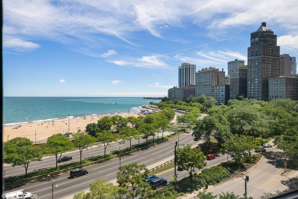 Luxury living space with panoramic Chicago views