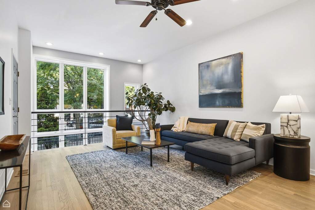 Luxury living space with panoramic Chicago views