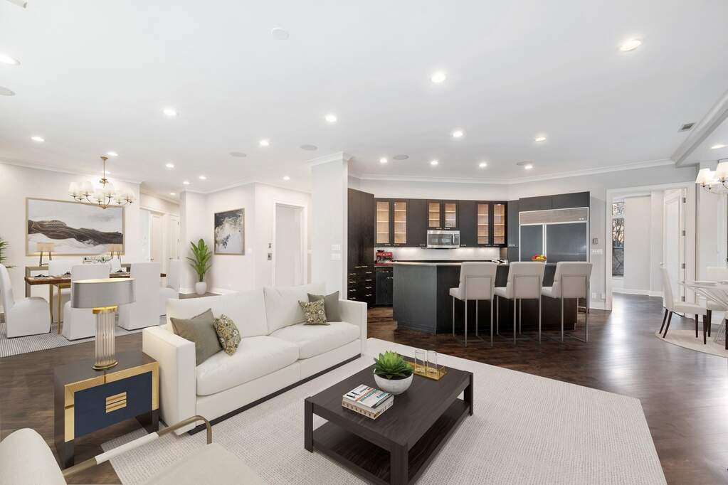Luxury living space with panoramic Chicago views