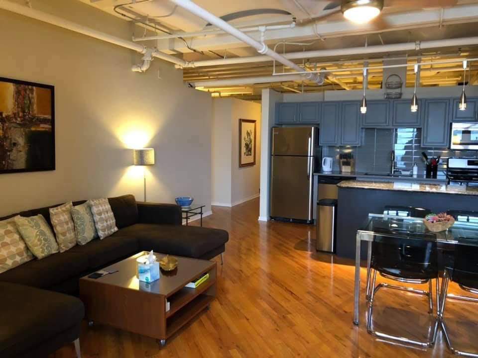 Luxury living space with panoramic Chicago views