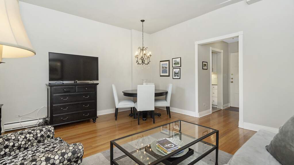 Luxury living space with panoramic Chicago views