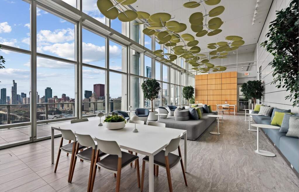 Luxury living space with panoramic Chicago views