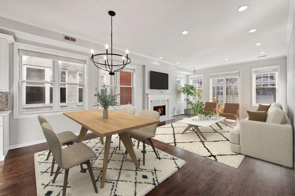 Luxury living space with panoramic Chicago views