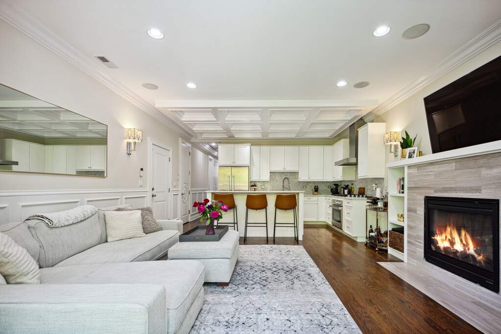 Luxury living space with panoramic Chicago views