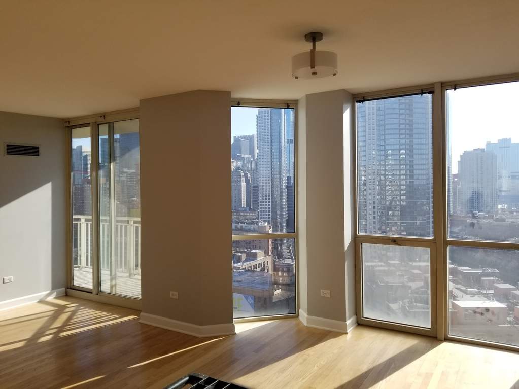 Luxury living space with panoramic Chicago views