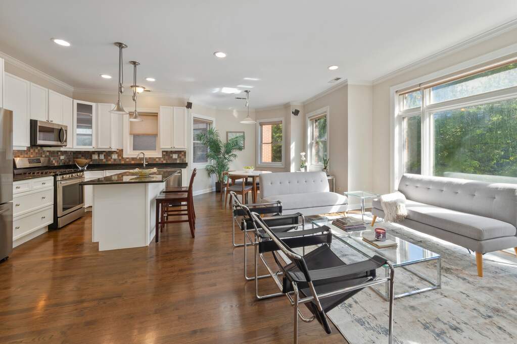 Luxury living space with panoramic Chicago views