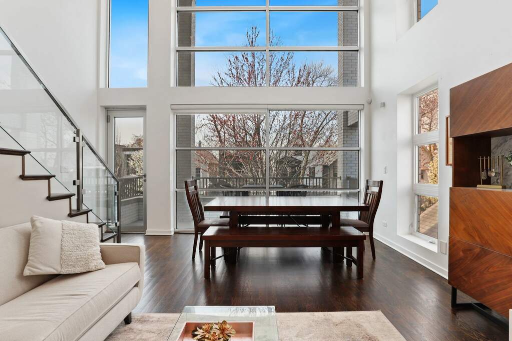 Luxury living space with panoramic Chicago views